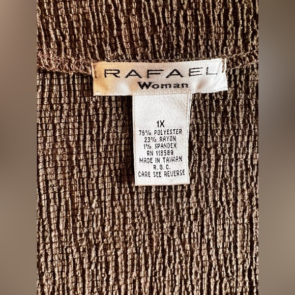 COPY - Rafael Woman Abstract Seersucker  Ribbed open cardigan size 1X brown - Picture 9 of 16